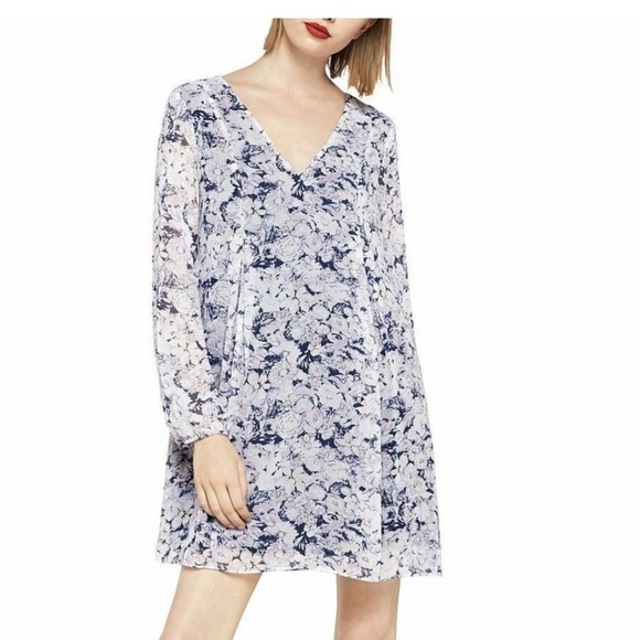BCBGeneration Purple Long Sleeve Floral Mini Dress Size Medium - Picture 1 of 6